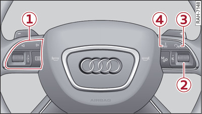 Controls on the multi-function steering wheel